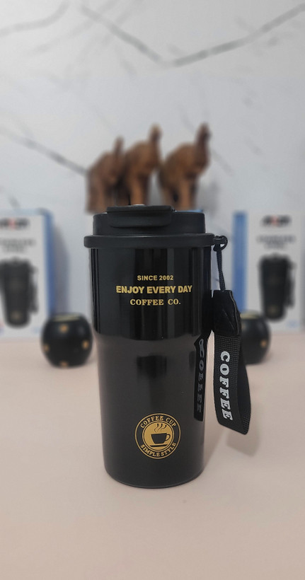تراول ماگ ۵۰۰ میلیلیتر SZM مدل Coffee — استیل ۳۱۶ ضدزنگ (دوجداره) با درب دوحالته