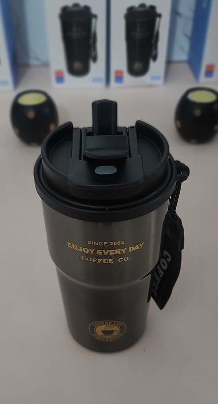 تراول ماگ ۵۰۰ میلیلیتر SZM مدل Coffee — استیل ۳۱۶ ضدزنگ (دوجداره) با درب دوحالته