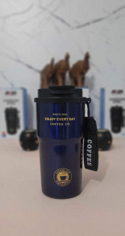 تراول ماگ ۵۰۰ میلیلیتر SZM مدل Coffee — استیل ۳۱۶ ضدزنگ (دوجداره) با درب دوحالته