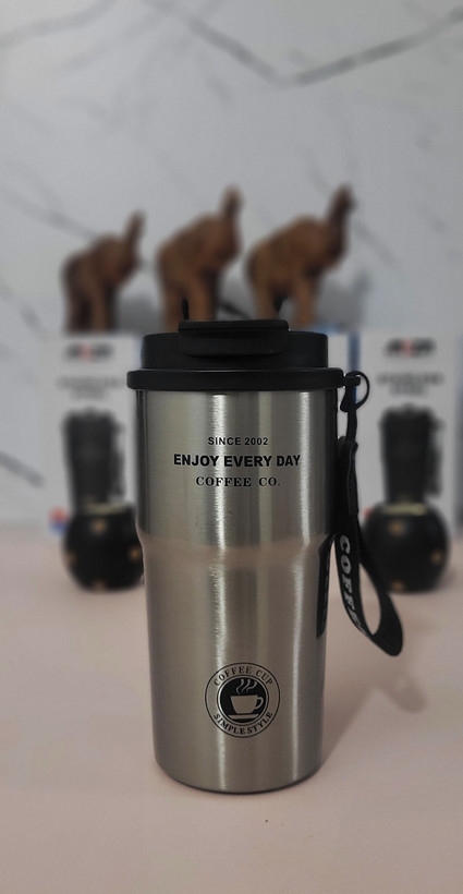 تراول ماگ ۵۰۰ میلیلیتر SZM مدل Coffee — استیل ۳۱۶ ضدزنگ (دوجداره) با درب دوحالته