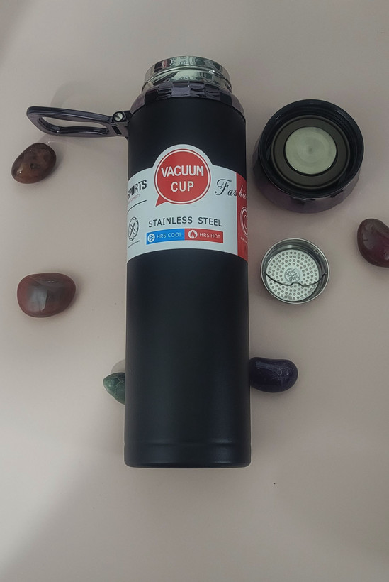 فلاسک (تراول ماگ) استیل دوجداره دماسنجدار ۱ لیتری با درب الماسی HRS COOL/HOT – مناسب ورزش و سفر