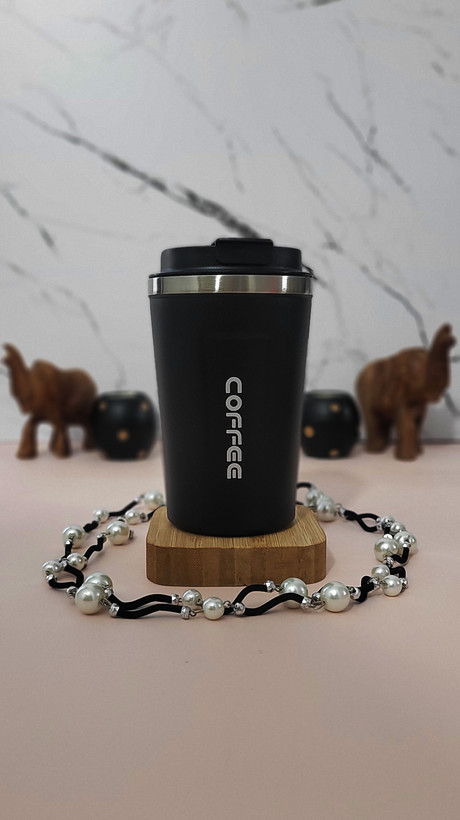 تراول ماگ استیل دوجداره ۵۰۰ میلیلیتری طرح COFFEE – لیوان مسافرتی گرم و سرد نگهدارنده