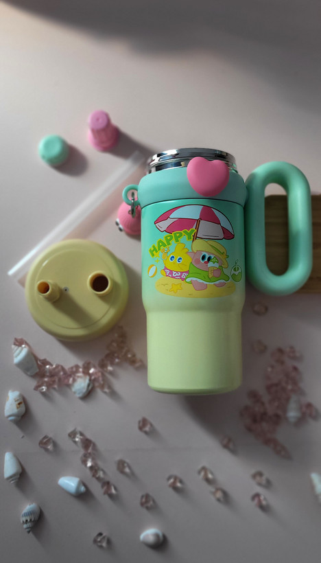 ماگ دستهدار فانتزی تامبلر طرح خرگوش PINK RABBIT 800 میل - سه طرح کیوت جدید ۲۰۲۵