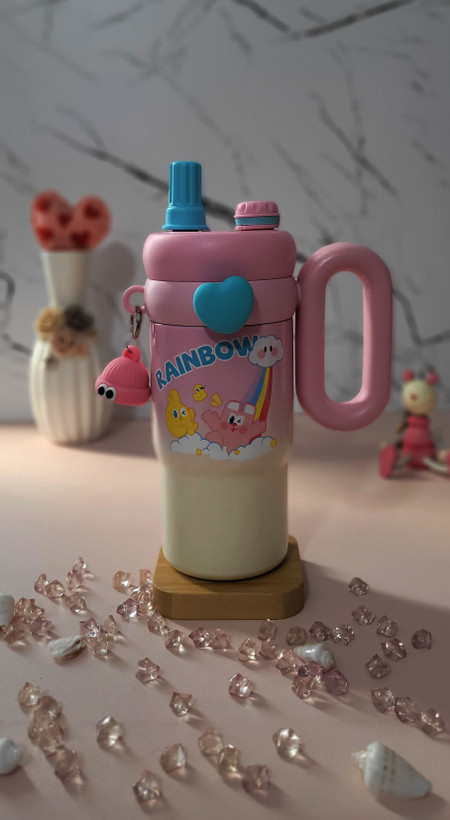 ماگ دستهدار فانتزی تامبلر طرح خرگوش PINK RABBIT 800 میل - سه طرح کیوت جدید ۲۰۲۵