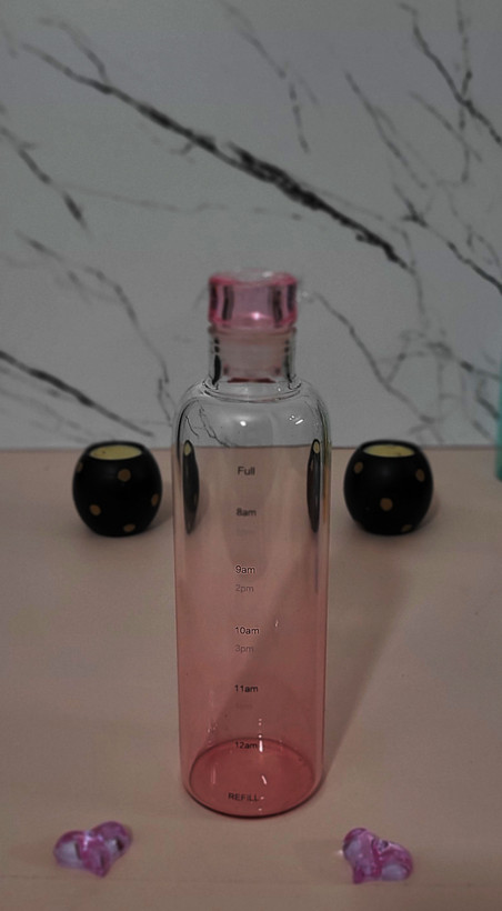 بطری آب پیرکس رنگی سوپرشفاف ۷۵۰ میلیلیتر — مدل مدرج زمانی (Time Marker) وارداتی