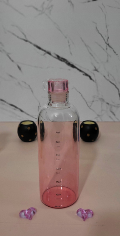 بطری آب پیرکس رنگی سوپرشفاف ۷۵۰ میلیلیتر — مدل مدرج زمانی (Time Marker) وارداتی
