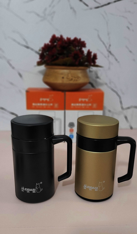 ماگ مسافرتی استیل دوجداره دستهدار 450 میل (تراول ماگ) با صافی چای